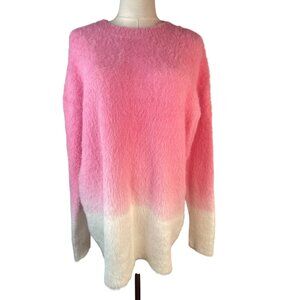 2/$30 Pink & White Gradient Fuzzy Sweater Shein M US 6 Polyester NWOT